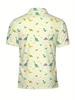 Men'S Short-Sleeve Shirt with a Flat Digital Print Design - Non-Textured