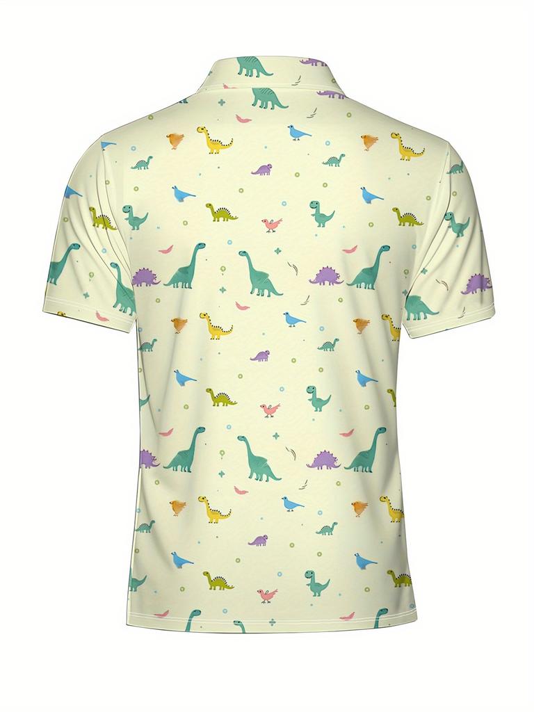 Men'S Short-Sleeve Shirt with a Flat Digital Print Design - Non-Textured