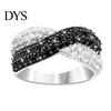 Women Circlet Finger Ring Double Colors Shiny Rhinestone Inlaid Cross Shape Electroplated Lady Daily Jewelry