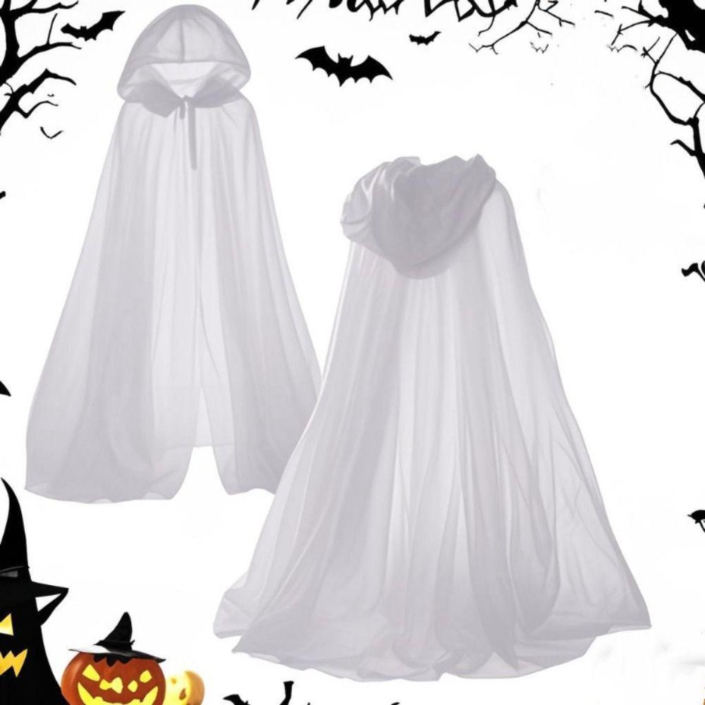 Transparent Mesh Ghost Cloak Dress Up Hooded Cloak Sweet Women Halloween Costume  Children
