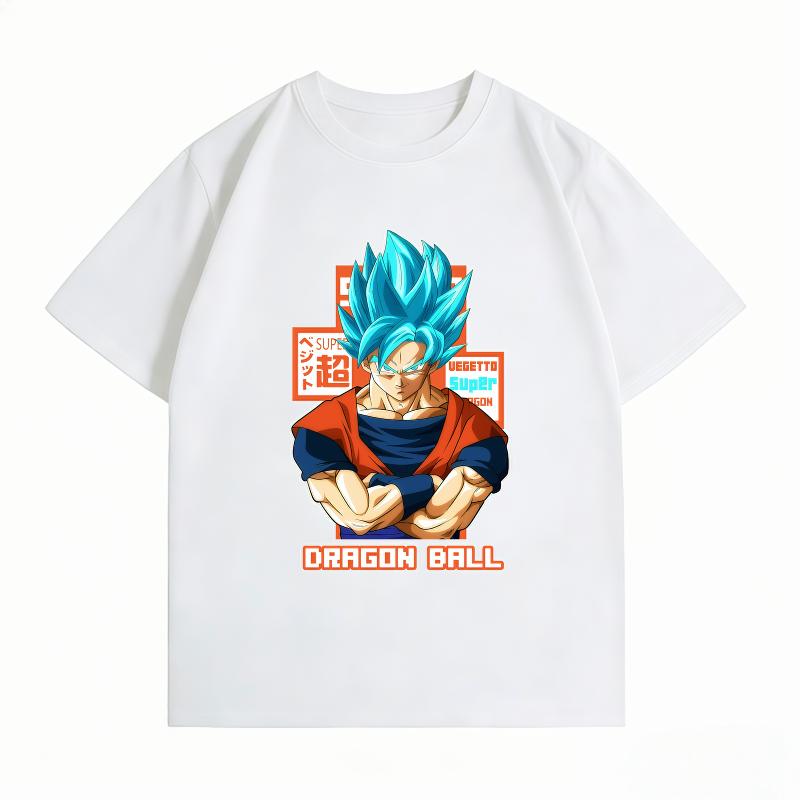 Unisexs Clothing New 100 Cotton Breathable Summer TShirt Dragon Ball Goku Blue Print Casual Streetwear Unisexs Tops