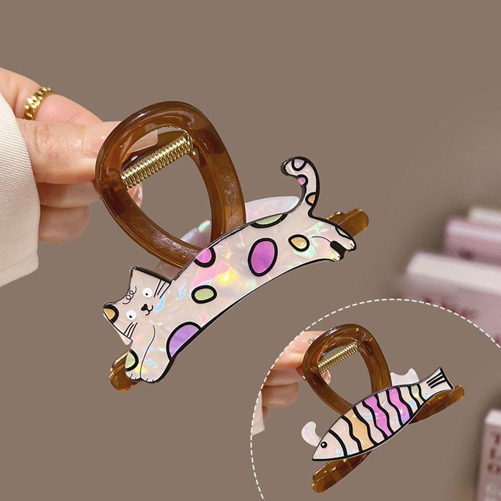 Cartoon Bow Knot Shark Clip Cat Dog Hairgrips Hair Bun Bow Hair Claw  Girl Lady Women