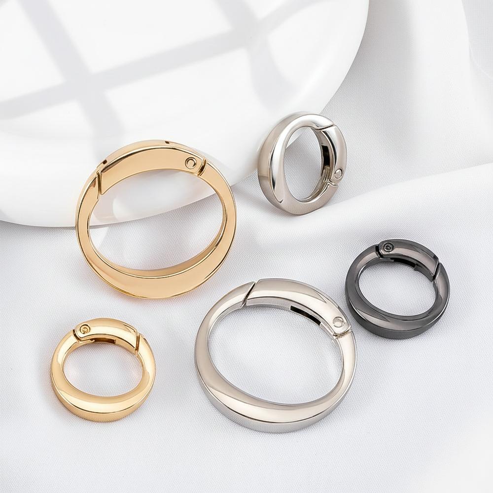 2pcs Metal Spring Clasp O Ring Openable Round Carabiner Keychain Clips Bag Hangbag Hook Dog Chain DIY Jewelry Buckle Connector