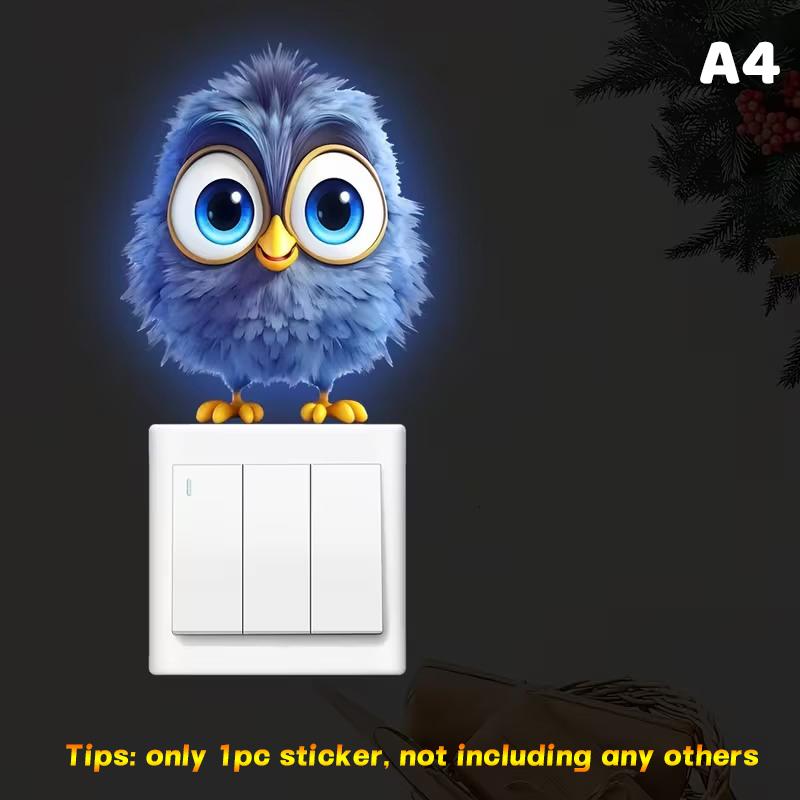 Glow-in-the-Dark Switch Stickers Penguins Elephants Design Self-Adhesive Removable Wall Stickers Suitable For Switches & Outlets
