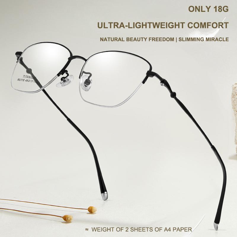 New Luxury Titanium Glasses Frame Gentleman's Semi-Rimless Fashion Eyewear Ladies' Retro Classic Ultra-Lightweight Eyeglasses