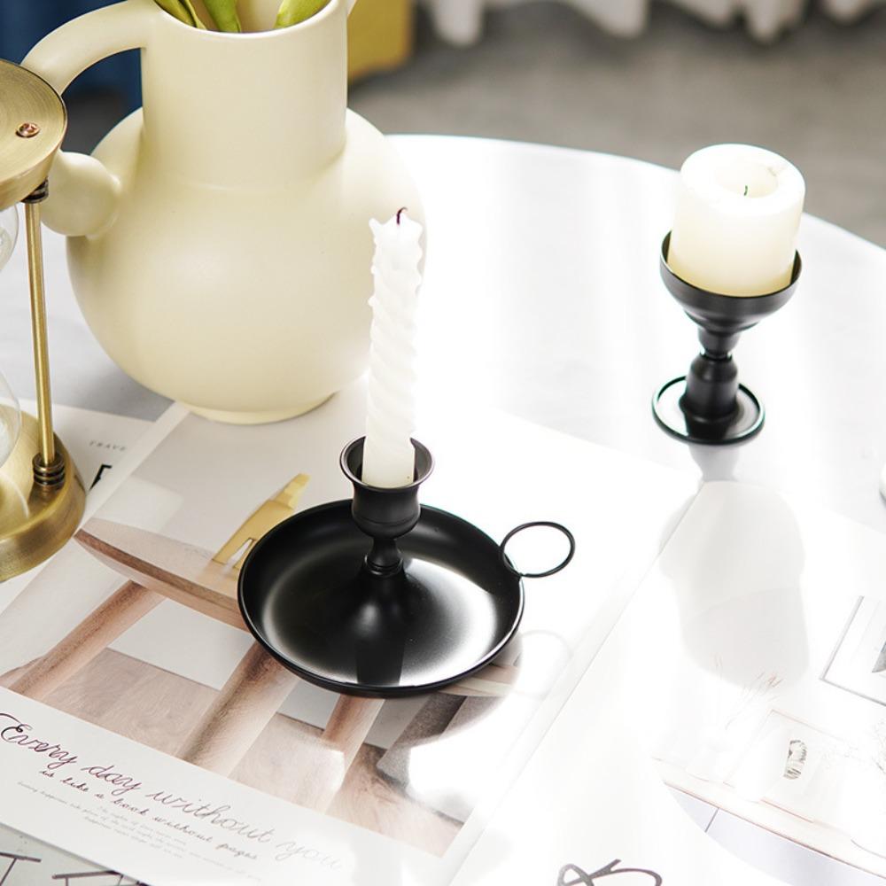 2 Piece Retro Handheld Metal Candle Holder European Style Candle Cup Candle Stand Festive