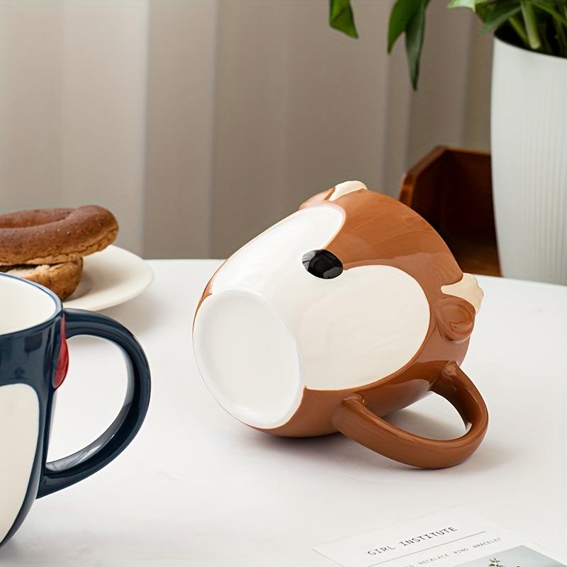 Handcrafted Animal Print Mugs: 15Oz/450Ml Ceramic Fox And Penguin Mugs, Microwave And Dishwasher Safe, Perfect for Coffee, Tea, And More