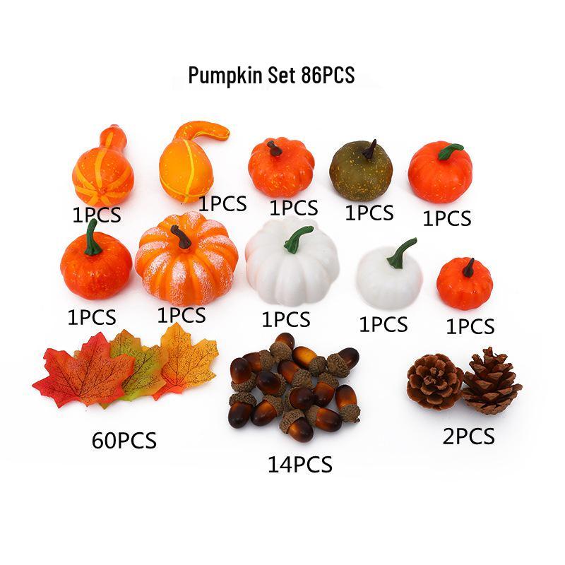 Autumn Decor Set: Foam Pumpkins, Pine Cones, and Maple Leaves for Halloween and Thanksgiving