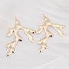 Sweet Big Branch Pendant Golden Smooth Earrings for Women Temperament Sweet Korean Design Jewelry