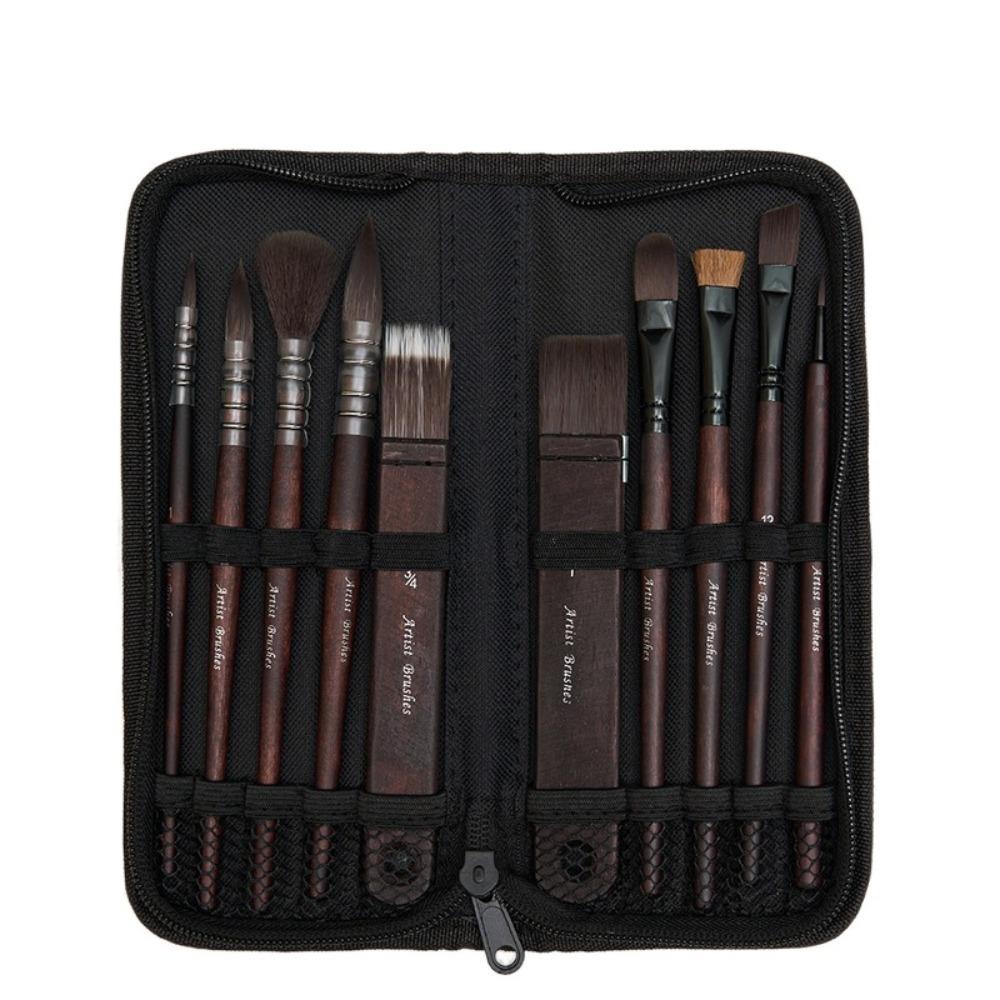

10Pcs Animal Hair Paint Brush Pen Set Nylon Hair Brushes Art Supplies Painting Brush Set Acrylic Style 1