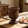 Faux Rattan Vase Handwoven Boho Wicker Basket Modern Farmhouse Decorative Flower Pot for Dining Table Centerpiece Bedroom Indoor Office Decor