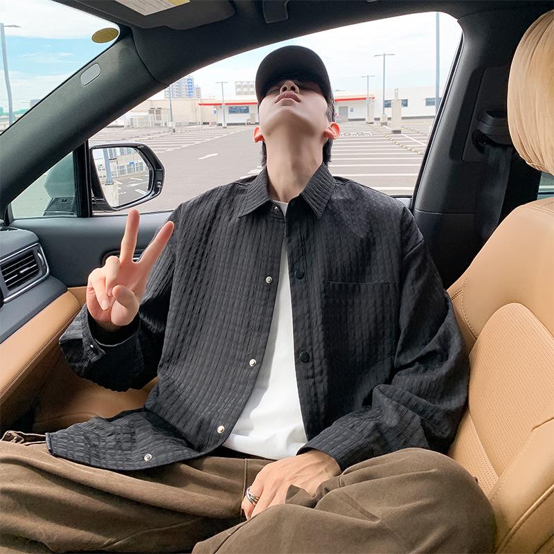 Мужская кожаная куртка Весна/Осень 2026 - Стильный воротник, Повседневный молодежный стиль Extra Large чёрный