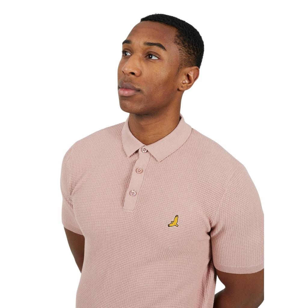 BRAVE SOUL Mens Knitted 3 Button Placket Polo Shirt