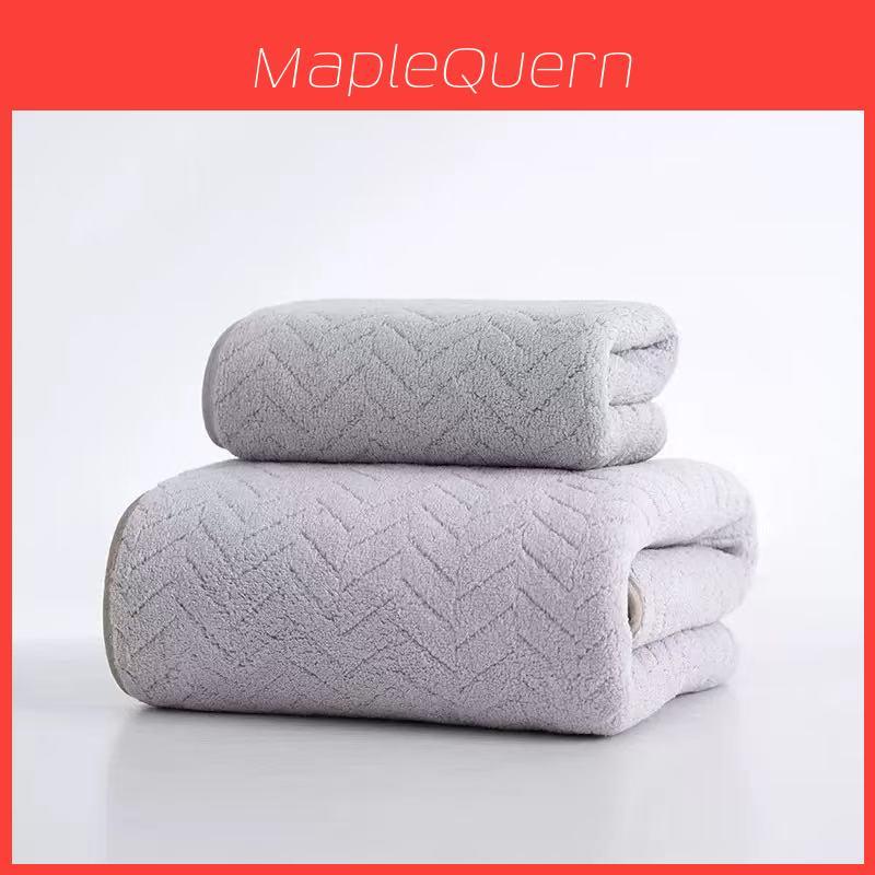 Coral Fleece Towel Set With Solid Color For Home Use And Gift Giving