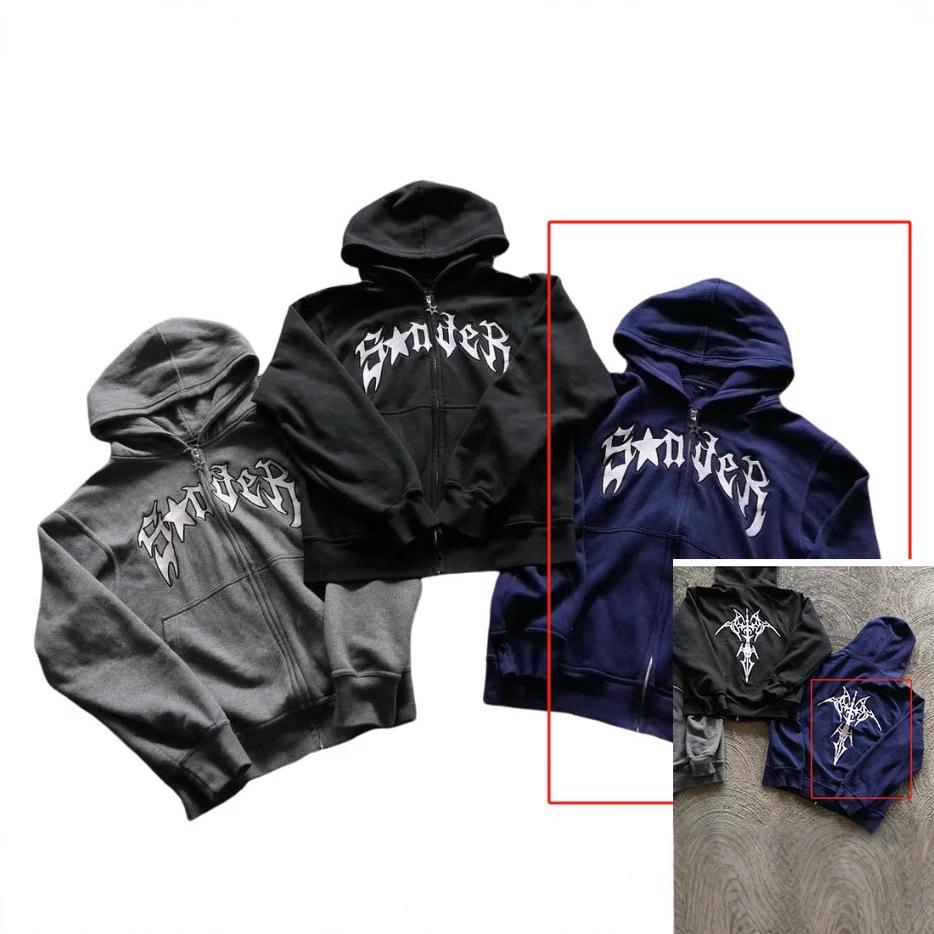 2024 SODER Street Style Zipper Hoodie Cardigan: Cool Influencer Print Jacket