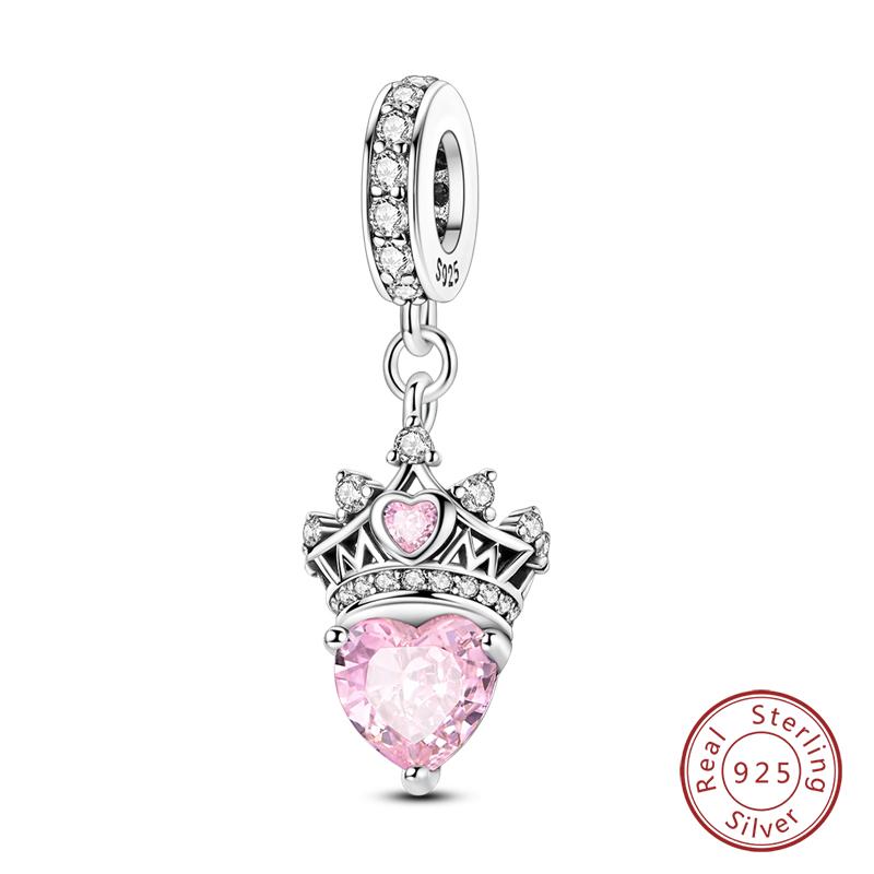 Fit 925 Silver Charms Beads Little Bear Lamb Little Flying Pig Pink Charms For Women DIY Birthday Jewelry Gift