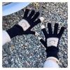 Korean Style Cute Smiling Face Knitted Wool Gloves for Women with Thick Fingers Solid Color Touch Screen Warm and Cold Proof Gloves