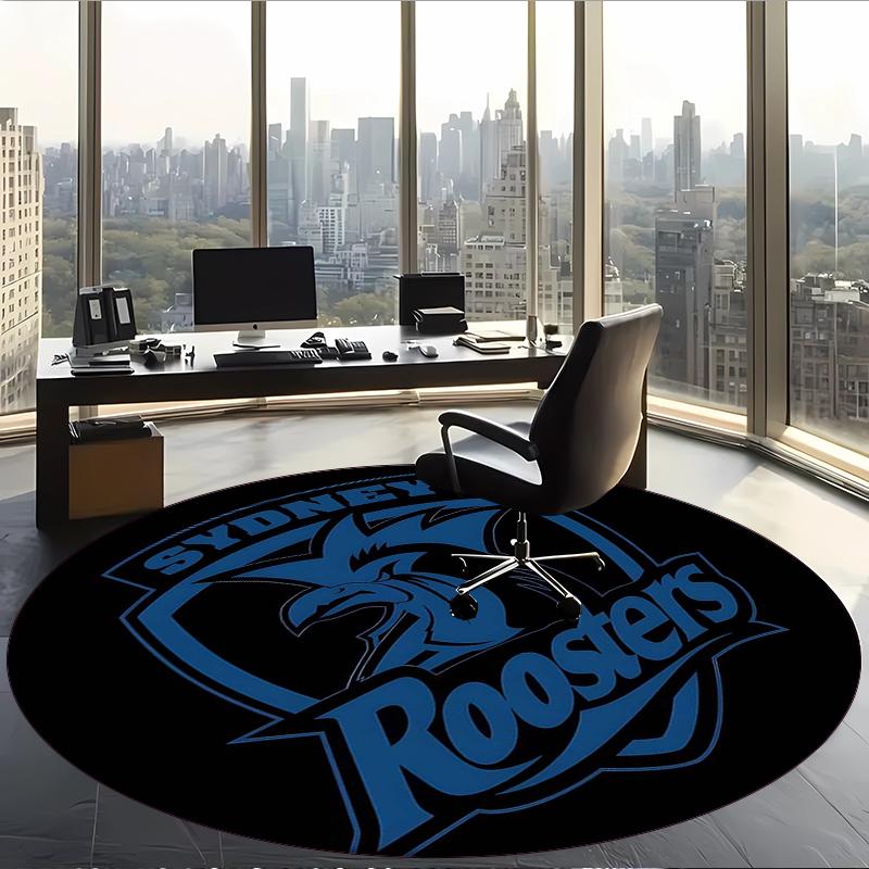Sydney Roosters (1) Runder Büroteppich Dekorativer Bodenteppich für Büro Schlafzimmer Wohnzimmer und Wohnbereich
