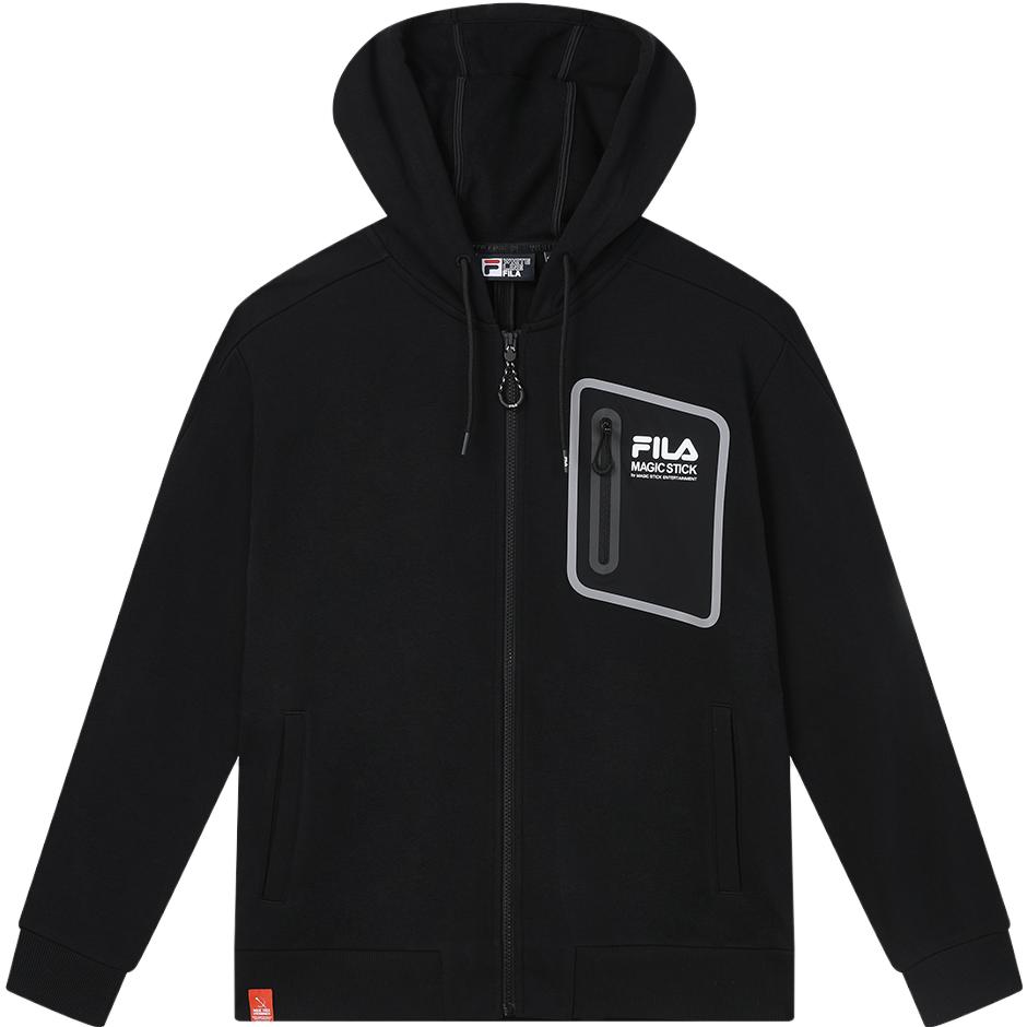 FILA X MAGIC STICK 2023 Autumn New Hooded Jacket Fashion Casual Knitted Long Sleeve Top Men tops Black F11M339501FBK
