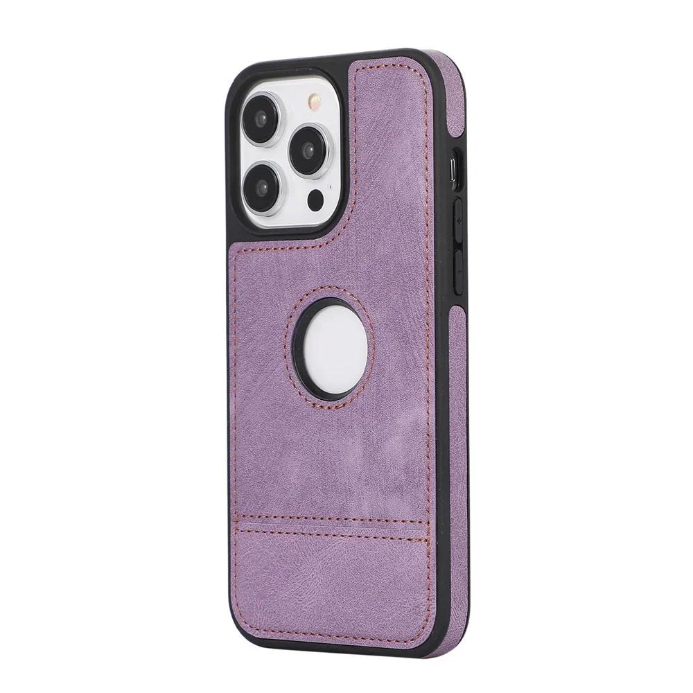 Schlanke PU-Leder-Stepphülle für iPhone 16 15 14 13 12 11 Pro Max X XS XR 7 8 Plus SE mit Logo-Aussparung, weiche Rückseite