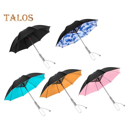 3-In-1 Umbrella with Fan Mister USB Rechargeable UV Sun Protection Umbrella Portable Waterproof Windproof Summer Outdoor Sun Rain Umbrella