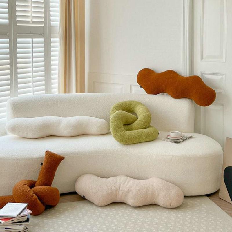Nordic Room Simple Abstract Shape Pillow Sofa Cushion Wavy Waist By Chain Knot Twist Bar Living Room Cushion Office Design Throw