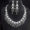 Bridal Circle Rhinestone Pearl Chain Wedding Dress Accessories Fashion Water Drop Earrings Necklace Set