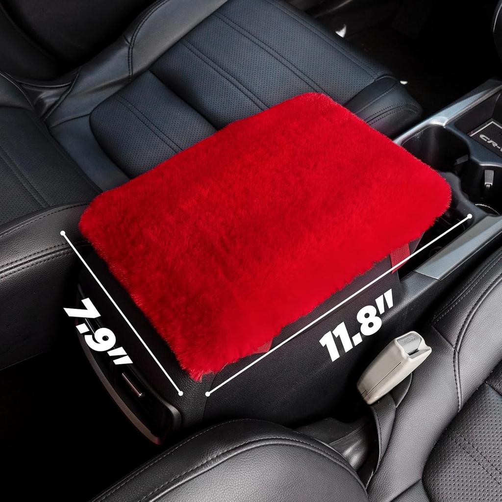 SEG Direct Auto Center Console Cover, Furry Car Armrest Cover, Soft Fluffy Middle Console Pad, Car Armrest Seat Box Cover For Women Men, Universal