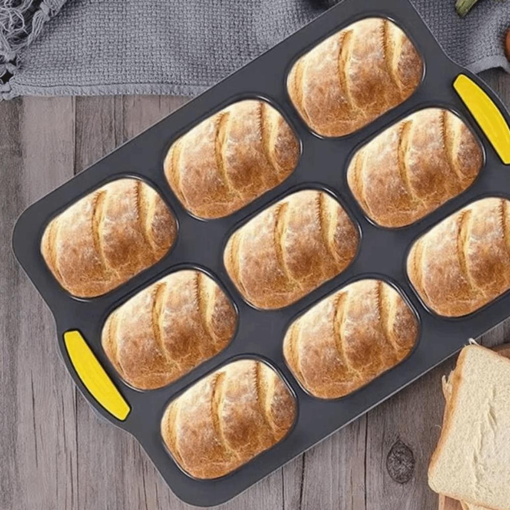Non-Stick Silicone Cake Mold 9 Grids Hamburger Bun Mold Silicone Baking Pan Homemade Bread