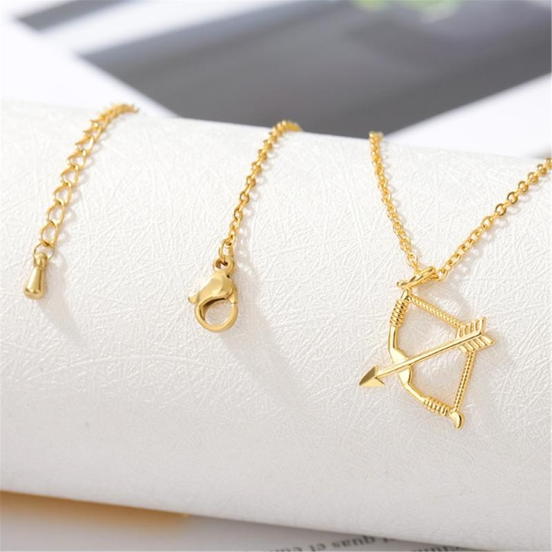 Fashionable Archery Pendant Necklace Handmade Bow and Arrows Neckchain Gothic Clavicle Chain for Women Girls Choker