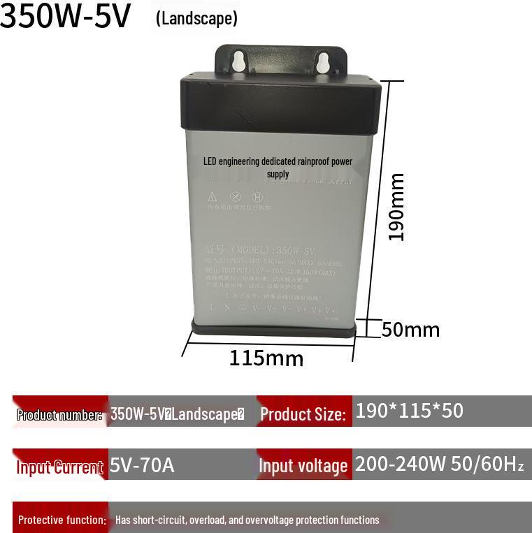 Weather-Resistant 12V/24V High-Power Transformer with Waterproof Switching Power Supply