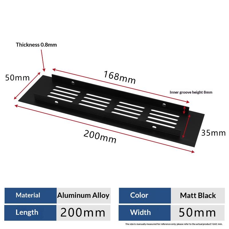 1Pcs Household Air Vent Grille Wall Ventilation Cover Wardrobe Parts 50/60/80mm*150-500mm Aluminum For Cupboard DIY Accessories