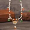 Handmade European & American Punk Style Beaded Flower & Pearl Lock Choker Necklaces