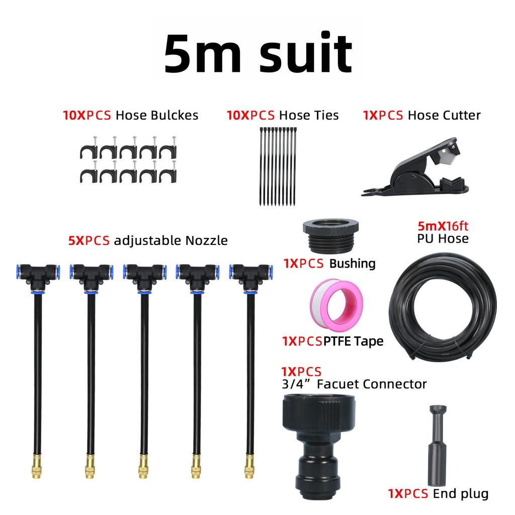 5-20M Universal Automatic Irrigation Sprinkler Kit Rotating Copper Nozzle Garden Balcony Atomization Sprinkler Watering Kits