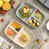 Set of 4 Lunch Plates, Divided Plates, Made of Resin, Lightweight and Shatter-Resistant, Deep Divided Plates, Dishwasher and Microwave Safe (Beige)