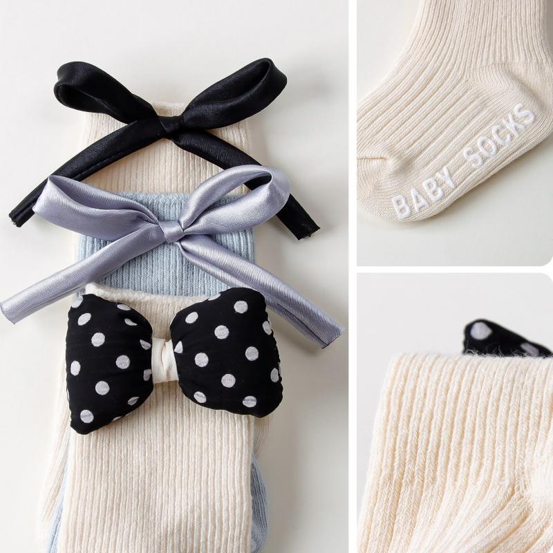 Korean Cute 3D Bow Baby Girls Socks Spring Autumn Soft Cotton Floor Socks Infant Kids First Walkers Newborn Socks