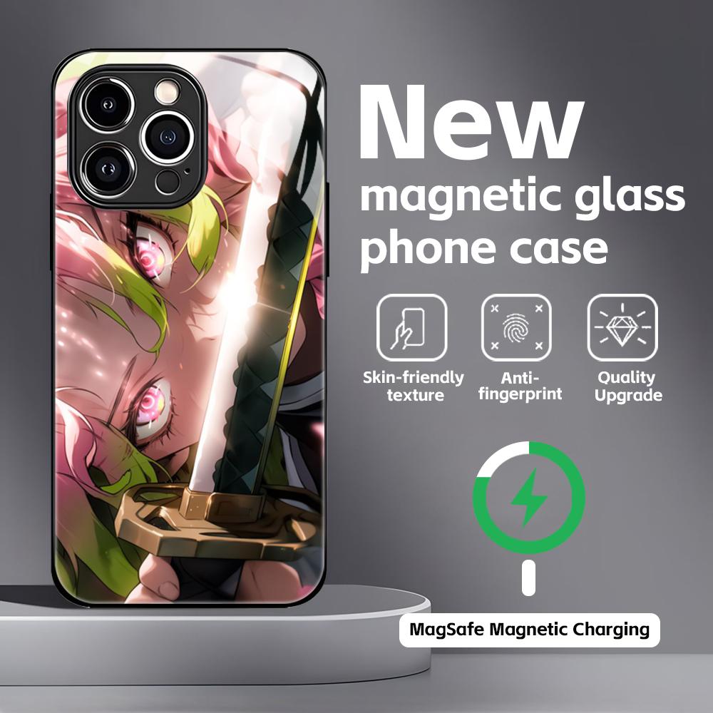 Anime Demon Slayer cool  Phone Case For iPhone 16 15 14 13 12 11 X XR XS 8 Plus Mini Pro Max Glass Magnetic Case