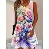 Robe d'été sans manches imprimée 3D pour femme Mode Polyvalente Respirante Tendance Décontractée