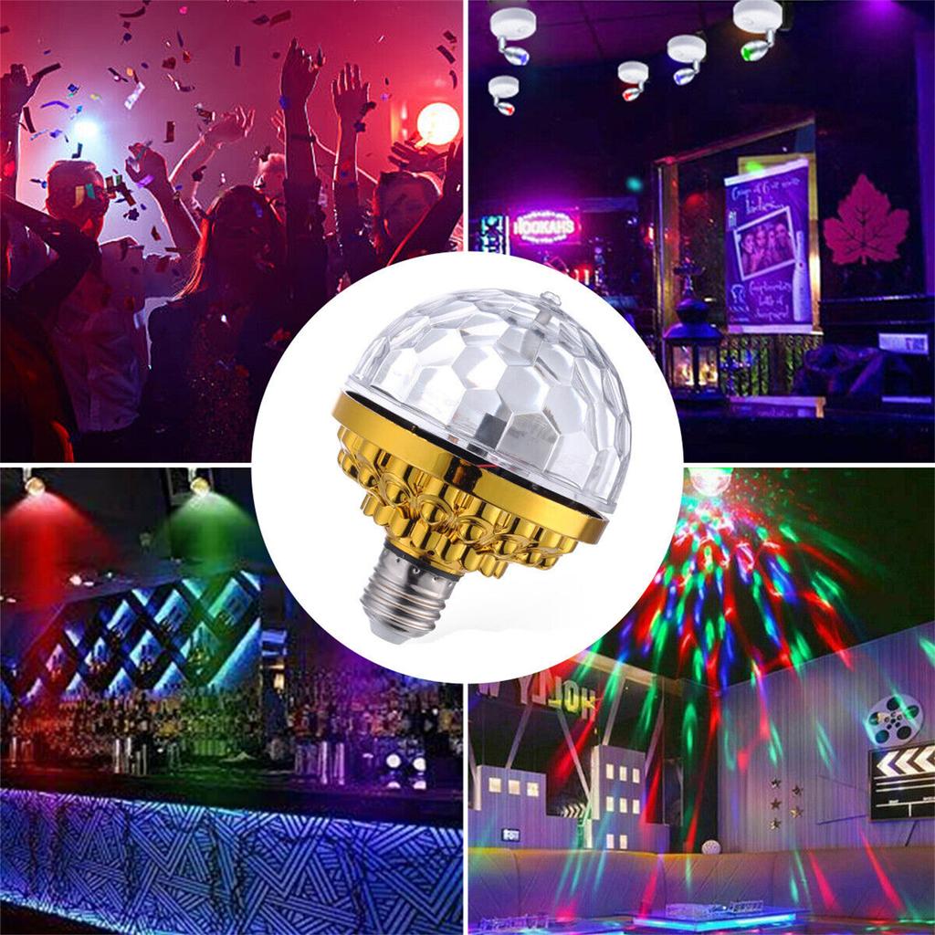 Colorful Magic Ball Lamps With Holder 360 Degrees Automatic Rotating Light Bulb For House Disco Party