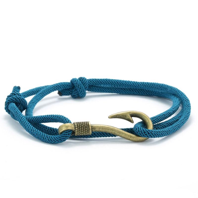 Stylish Fishhook Bracelet For Men Bilayer Sliding Adjustable Grade A 3mm Thin String Braslet Beach Navigation Surfing Braclet