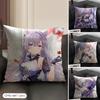 Keqing Genshin Impact Cushion Cover Natural Linen Organic Fabric DoubleSided Printing Sofa Home Decor Gift Pillow Case