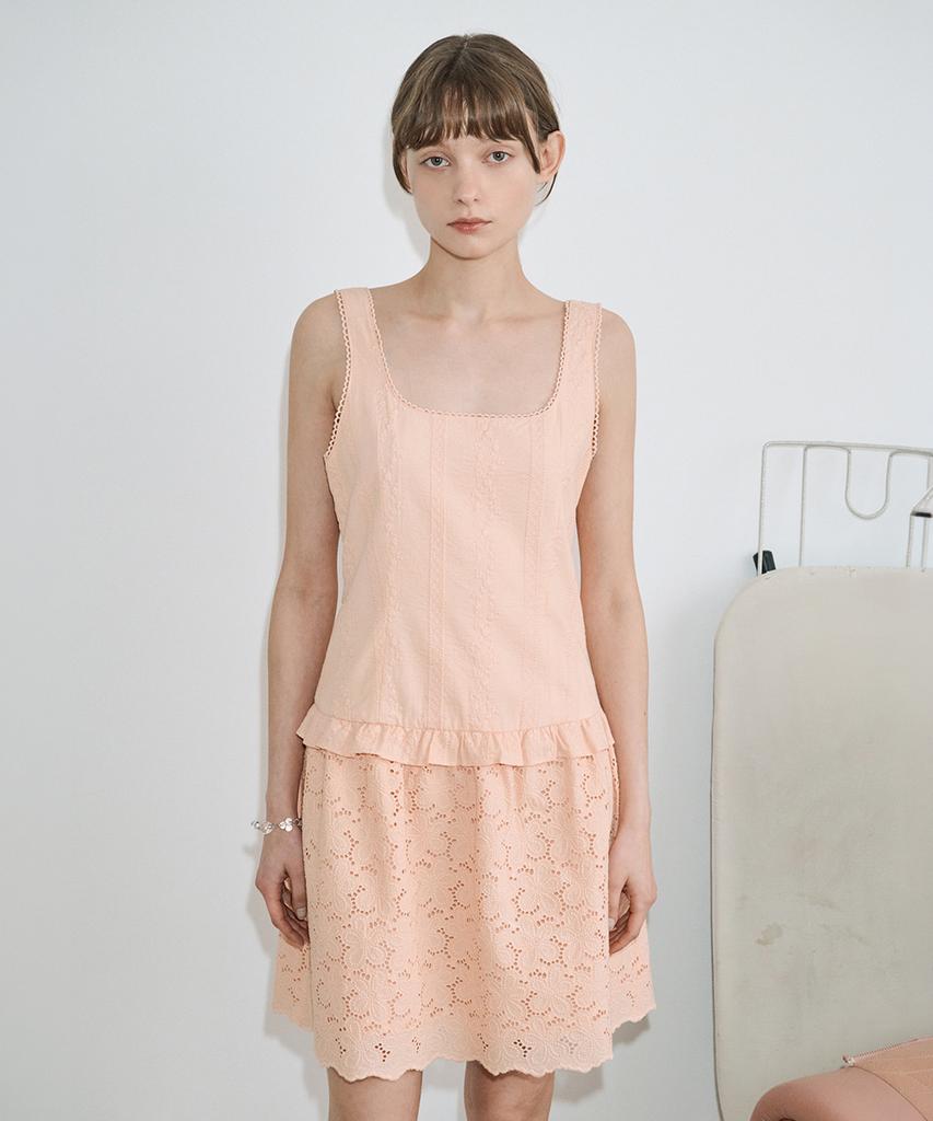 Sinun Punching Lace One-Piece (Apricot)