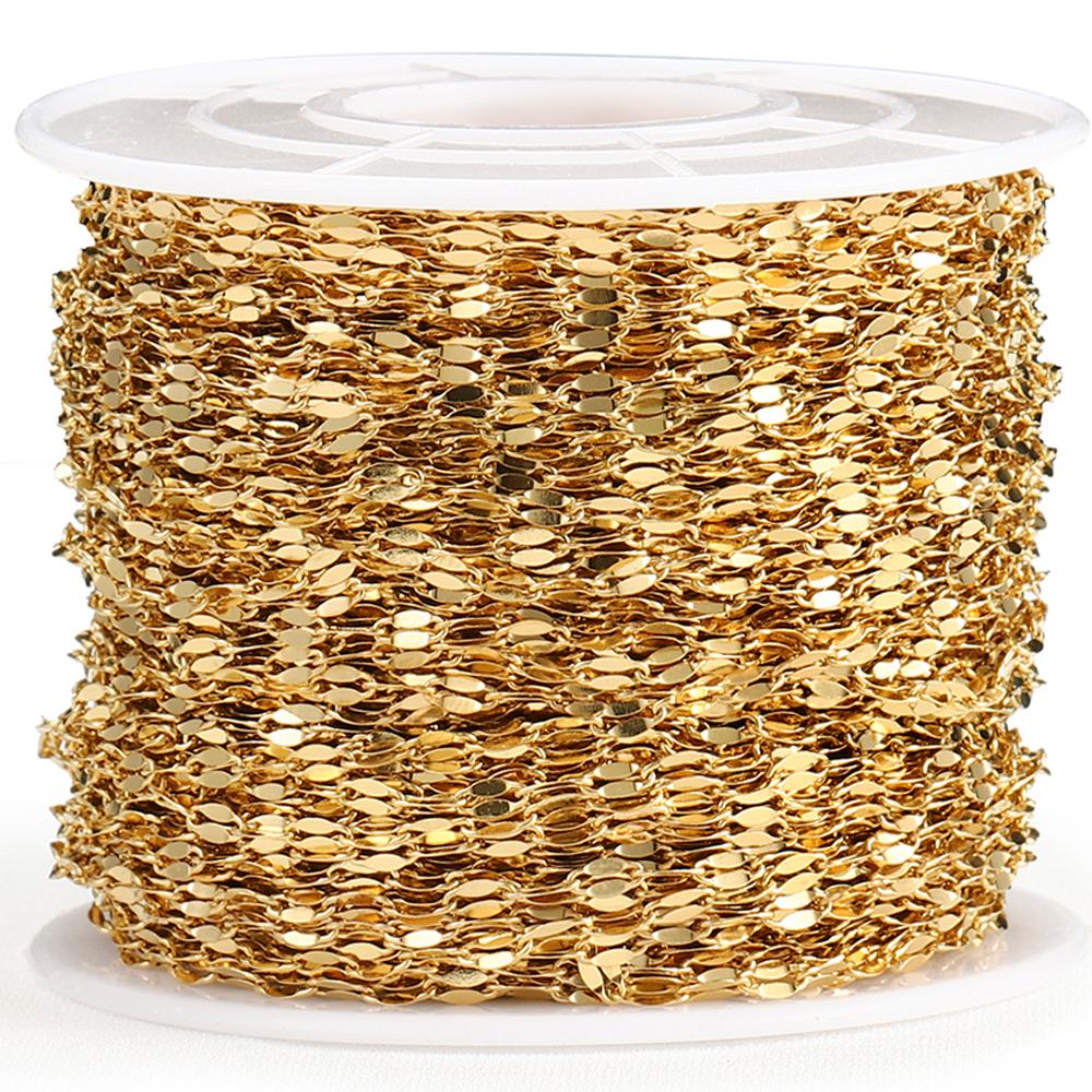 2meters Stainless Steel Cable Curb Chains for DIY Jewelry Making DIY Gold Color Tube Beads Chain Necklace Bracelet Components