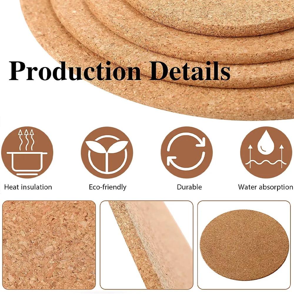 1/5/10pcs Cork Coaster Natural Round Wooden Pad Tea Coffee Mug Drinks Holder For Kitchen Mat Tableware Round Drink Coaster