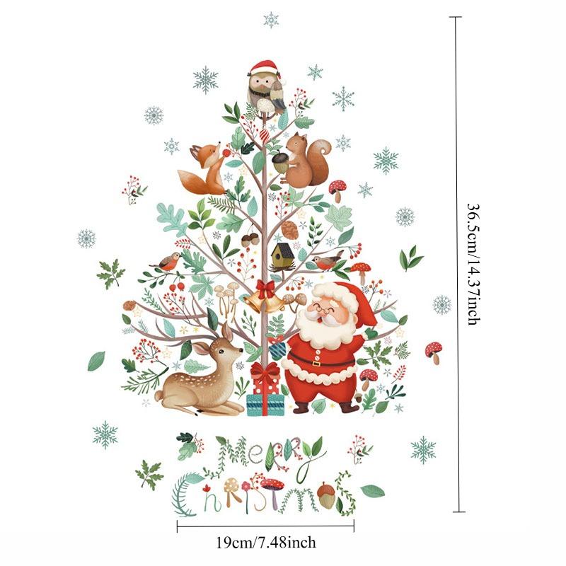 PVC Christmas Tree Wall Decal Static Cling Decorative Snowflake Wall Art for Glass Door/Window, 3D Holiday Decoration