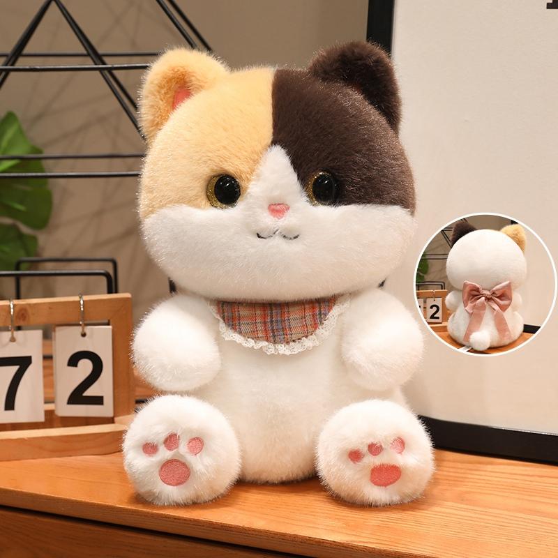 Sitting Kitten Plush Toy Cartoon Siamese Black 3-Color Cat Doll Soft Fluffy Cartoon Animal Plushie Appeasing Birthday Gift