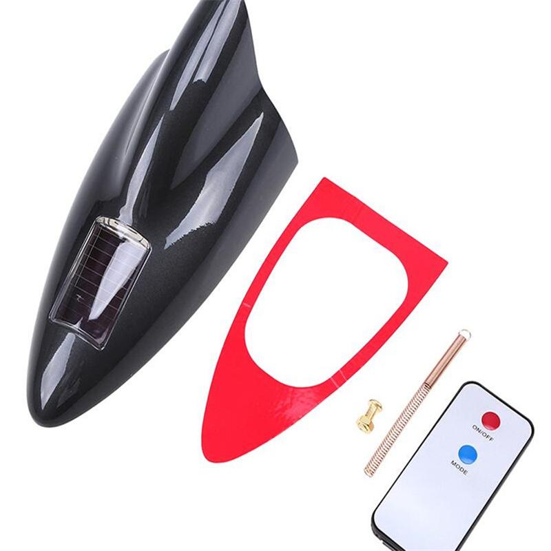 Black Shark Fin Antenna Remote Control Solar Charging With Led Warning Lights