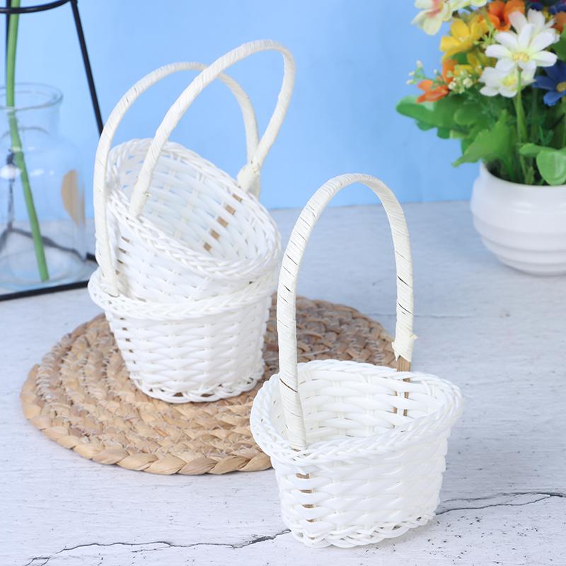 1Pcs Rattan Woven Exquisite Pastoral Style Portable Flower Basket