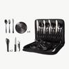 9/10/20sets Outdoor Travel Stainless Steel Tableware Camping Barbecue Plate Clip Steak Knife Fork Spoon Set Portable Storage Bag