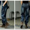Spring and Autumn High Waist Work Clothes Jeans Women's Loose Pants Elastic Waist Straight Tube High Waist Slimming Pants
